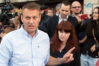 Alexei Navalny and Kira Yarmysh in Kostorma (western Russia), September 13, 2015