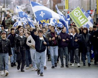 Québécois Party protest in Canada for the independence of Quebec