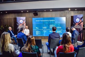 Anton Shingarev gives a presentation on Kaspersky Lab’s transparency initiatives