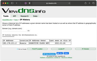 IP History for the d****anonstore.to domain