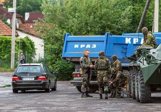 SBU checkpoint in the village of Lavky, not far from the town of Mukacheve. July 13, 2015.