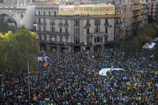 Акция протеста против действий испанских властей в Барселоне, 20 сентября 2017 года