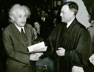 Albert Einstein being granted his American citizenship. October 1, 1940.