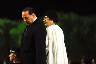Сильвио Берлускони и Муаммар Каддафи в Риме. 30 августа 2010 года