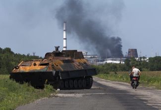 Aftermath of fighting in Lysychansk. Luhansk region, July 26, 2014. 