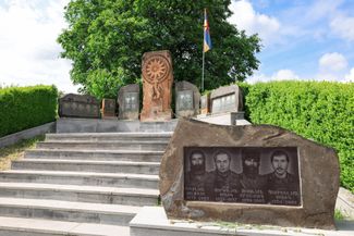The local memorial to soldiers killed in the First Nagorno-Karabakh War. Kirants. May 19, 2024.