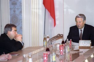1996. Yevgeny Primakov as foreign minister, with Russian President Boris Yeltsin.