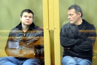 Сергей Цапок и другой член группировки Игорь Черных во время оглашения приговора в Краснодарском краевом суде