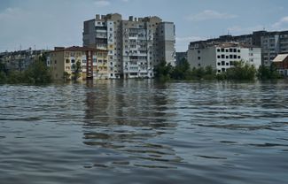 Затопленный район Херсона после подрыва дамбы Каховской ГЭС. 8 июня 2023 года