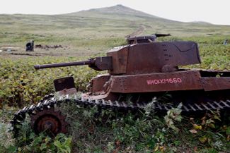 Японский танк, найденный на острове Шумшу Курильской гряды.