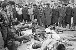 The victims of mass killings of Armenians in Baku, January 20, 1990