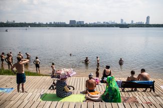 At the beach in Storogino, Moscow