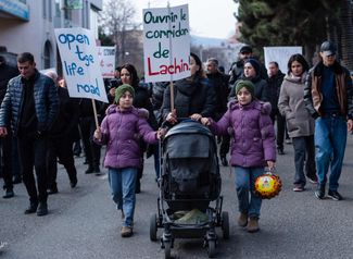 Протестный марш противников блокады. Степанакерт, 24 декабря 2022 года