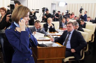 Наталья Поклонская на заседании Совета министров Крыма, Симферополь, 21 октября 2014 года