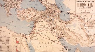 1951 год. Карта основных нефтяных месторождений и коммуникаций Ближнего Востока