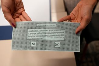 Бюллетень для голосования на референдуме Сан-Марино за снятие запрета на аборты. 26 сентября 2021 года
