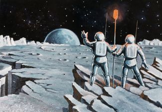 Картина Алексея Леонова «Человек на Луне». 1968 год.