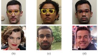 Вверху — люди в очках, которые запутывают алгоритм. Внизу те, за кого компьютер принимает людей в очках.