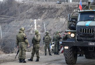 Russian peacekeepers in the Lachin corridor on December 26, 2022