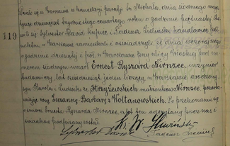 Ernst-Richard Nirnzee’s death notice in his local parish register.