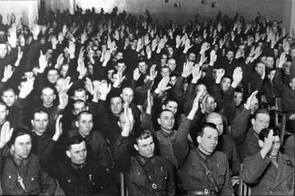Третий московский процесс, по итогам которого были казнены Николай Бухарин, Алексей Рыков, Генрих Ягода и другие. Москва, март 1938 года