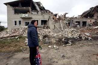 Разрушенный лицей в селе Вербовка вблизи Балаклеи. 13 сентября 2022 года