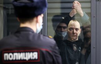 Иван Сафронов во время апелляции на продление ареста. 10 февраля 2022 года