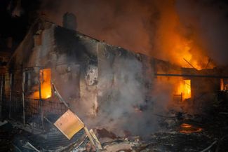 Fire in Odessa as a result of a Russian drone attack