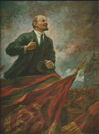 Lenin at the tribune, 1930.
